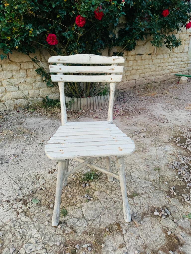Set of garden seats: 4 armchairs and 1 chair - wooden