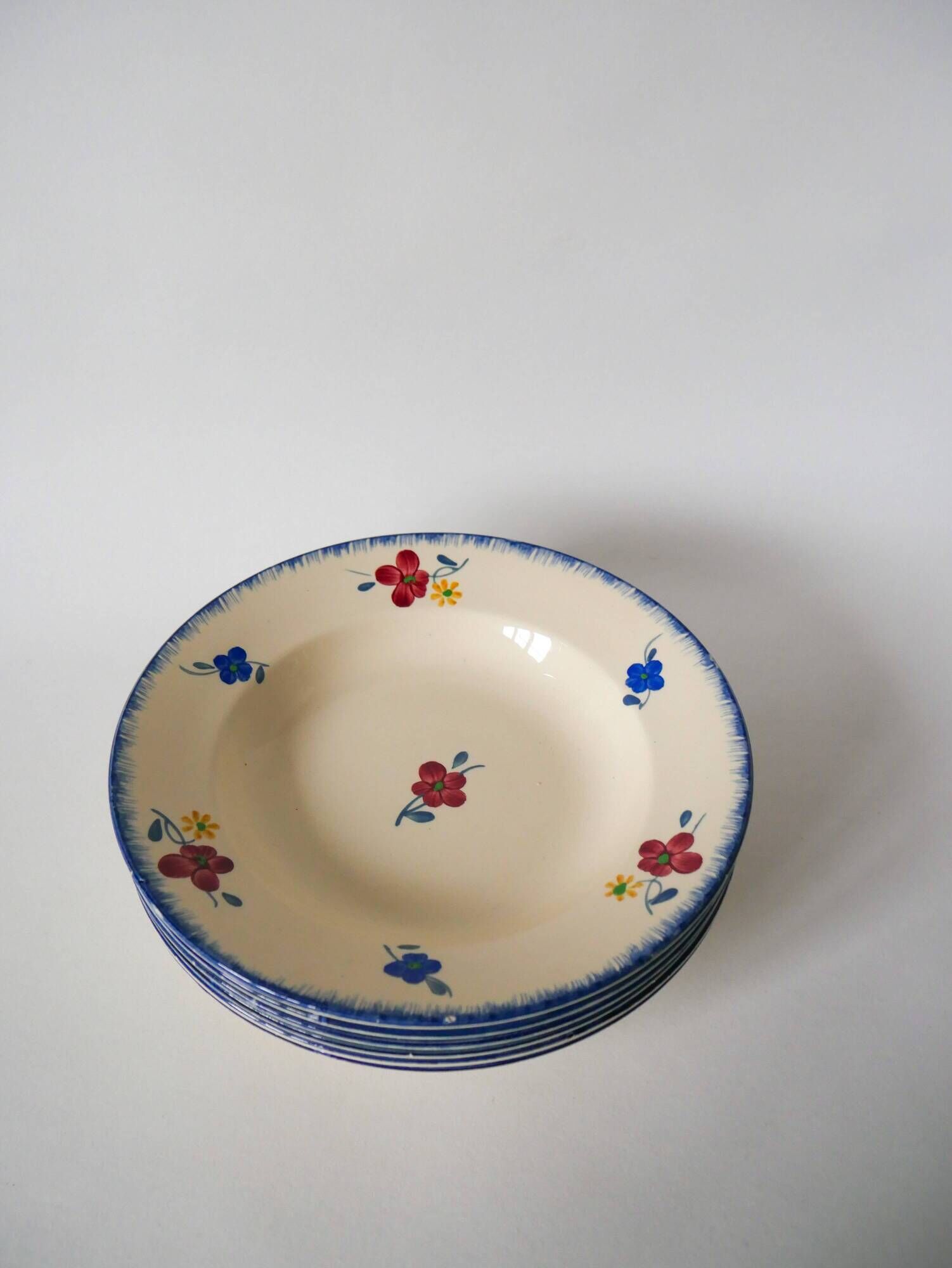 Set of 6 digoin sarreguemines soup plates model "mary-lou" 1940