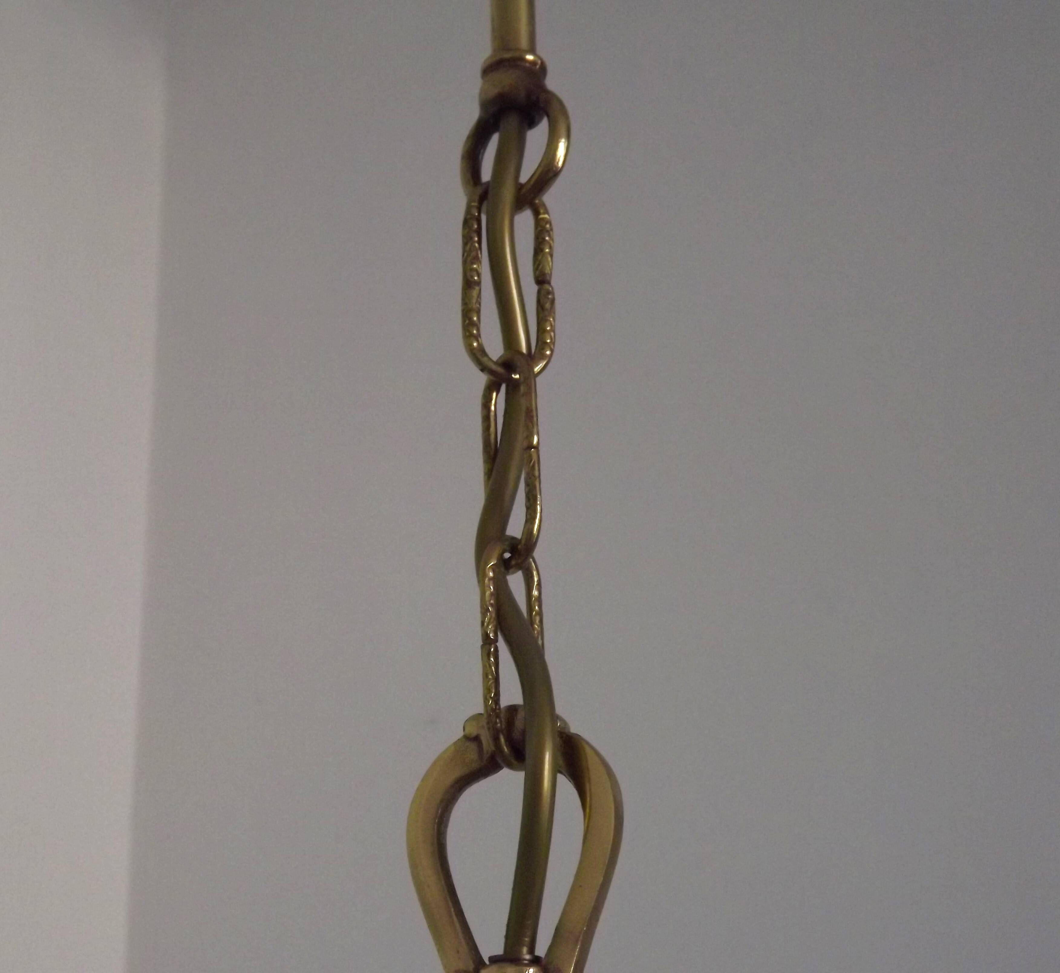 French Vintage 5 Light Quality Brass Chandelier with Scroll Acanthus Arms 5452