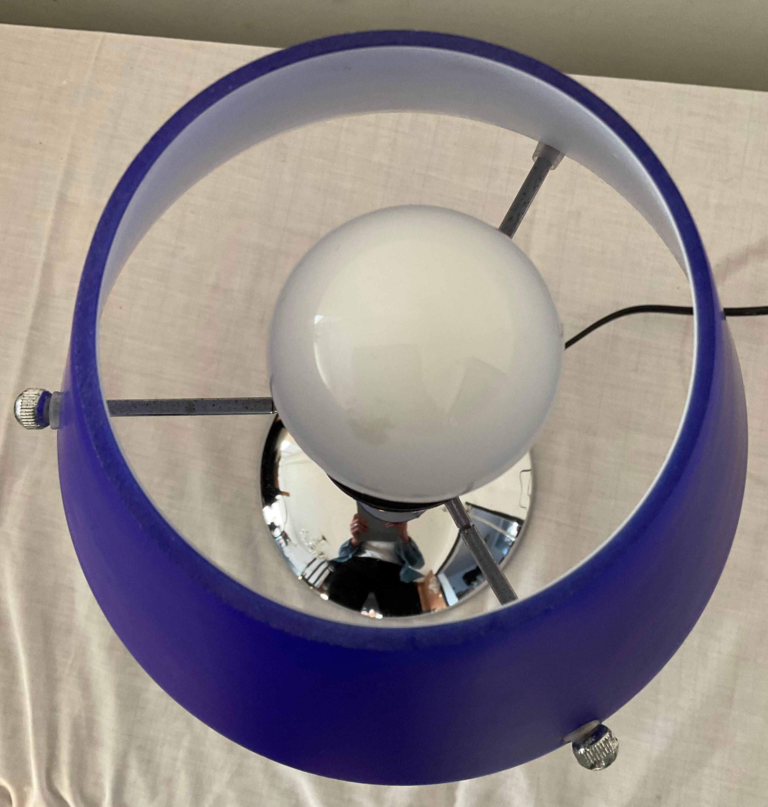 Design lamp in chromed metal and glass paste