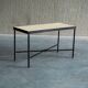 Set of 2 minimalist metal side tables with plaster-fiber tops