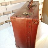 Vintage cognac suitcase in vulcanized fibers - 1950s