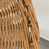 Pair of rattan and black metal armchairs, 1950s/60s