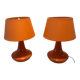 2 lampes de chevet orange, années 70