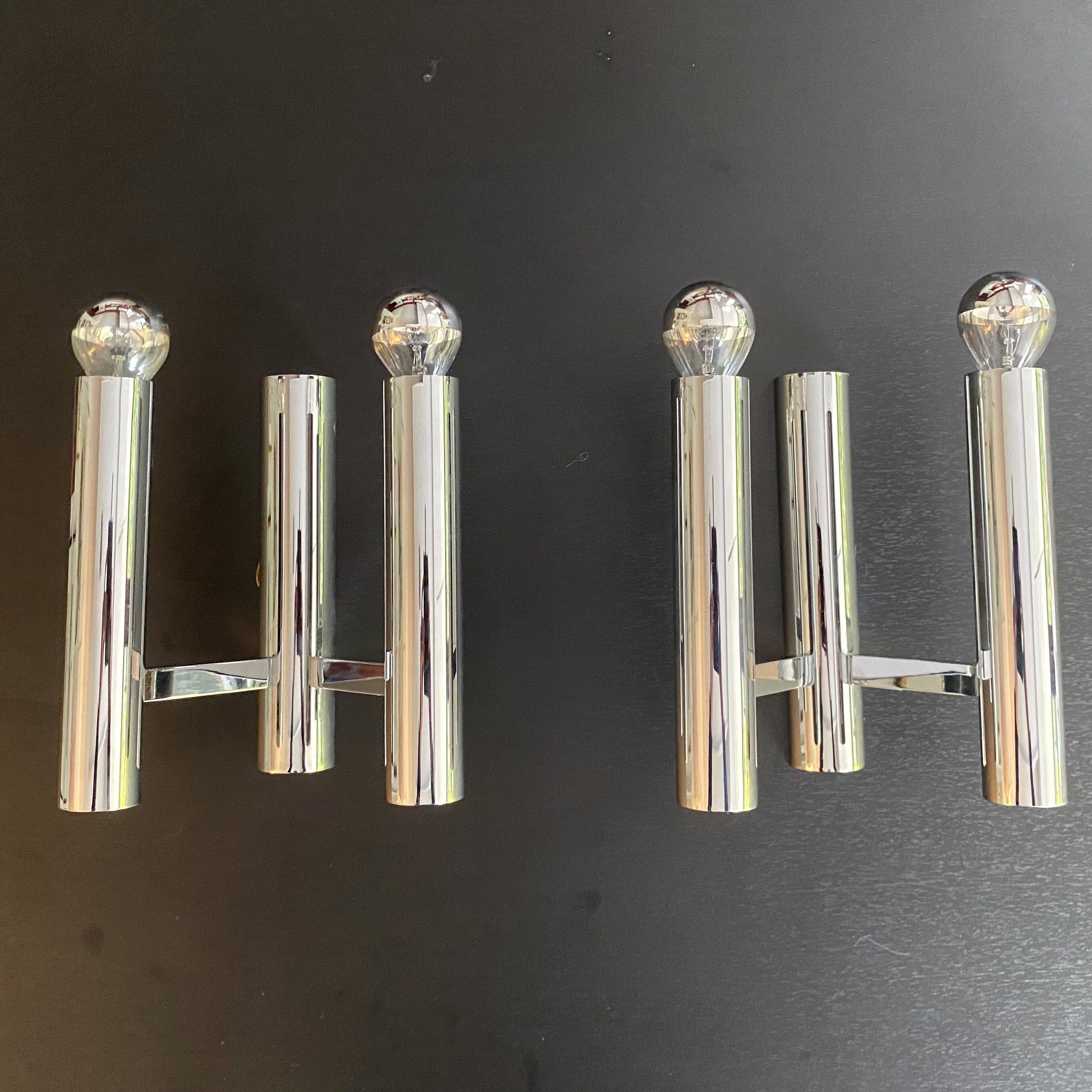 Pair of double wall lamps from Sciolari Italy 1960