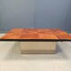 Table basse de bar cachée vintage en bois de ronce, années 1970