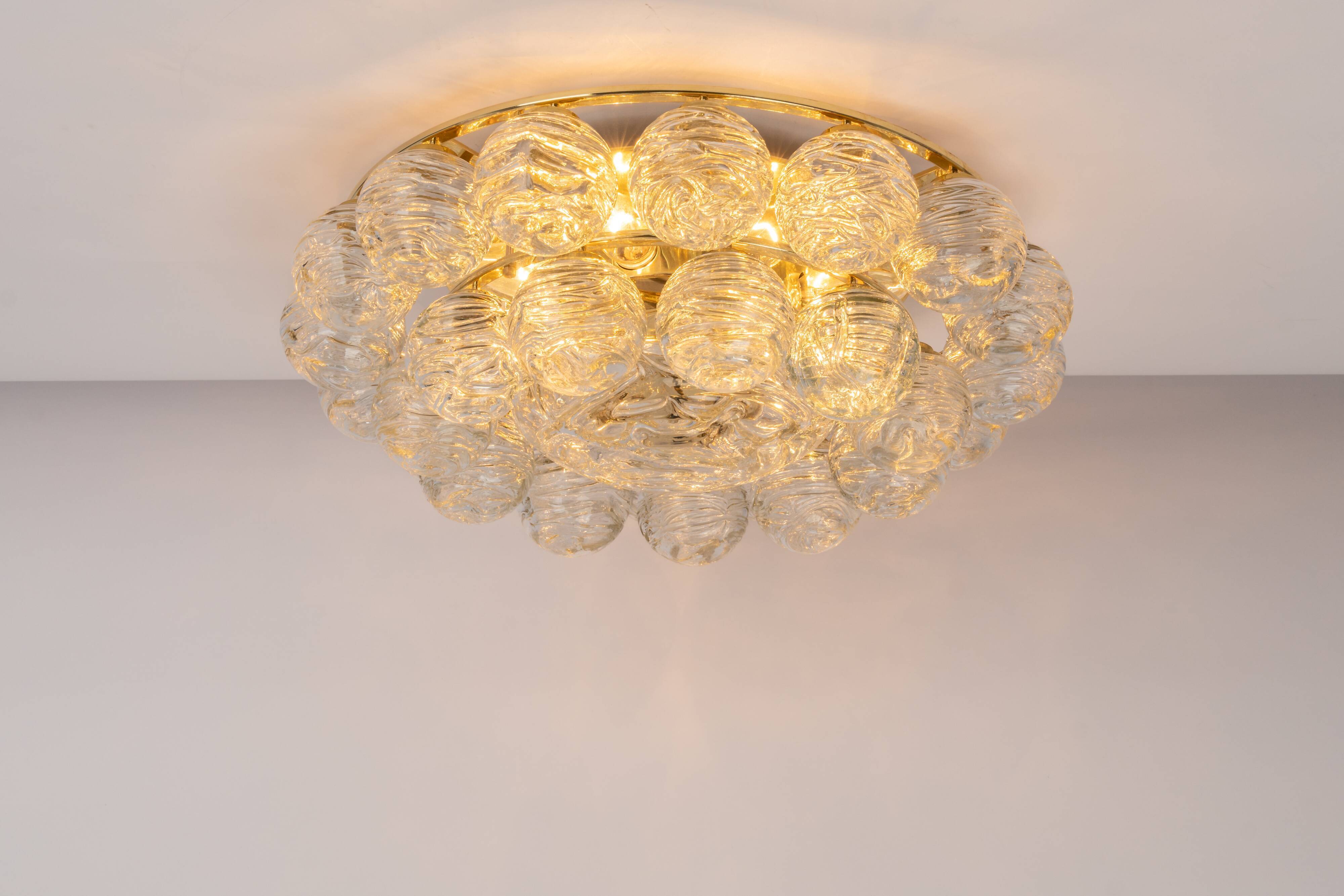 Spectacular Sputnik Flush Mount Glass Snow Balls by Doria, Germany, 1970s