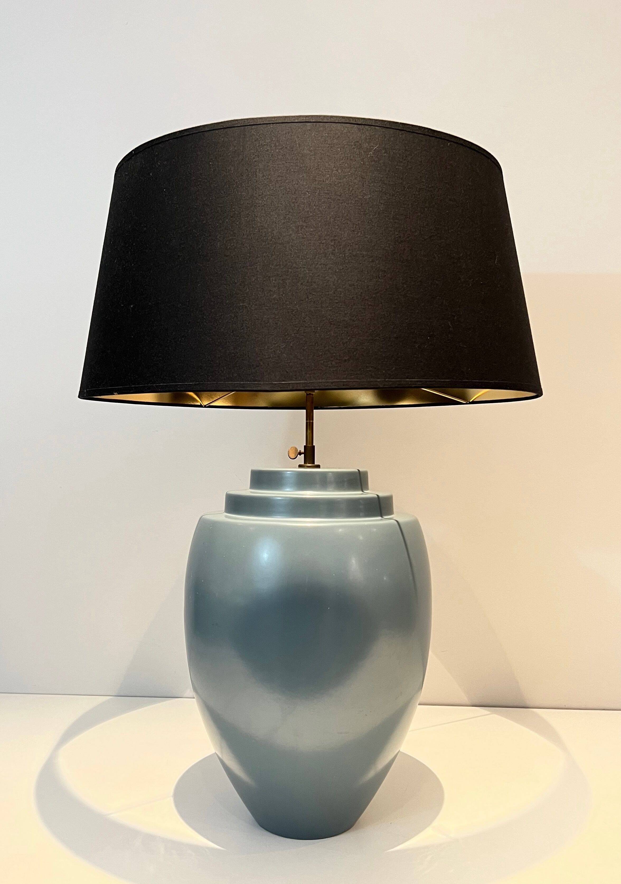Blue ceramic lamp by Kosta