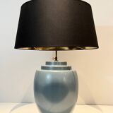 Blue ceramic lamp by Kosta