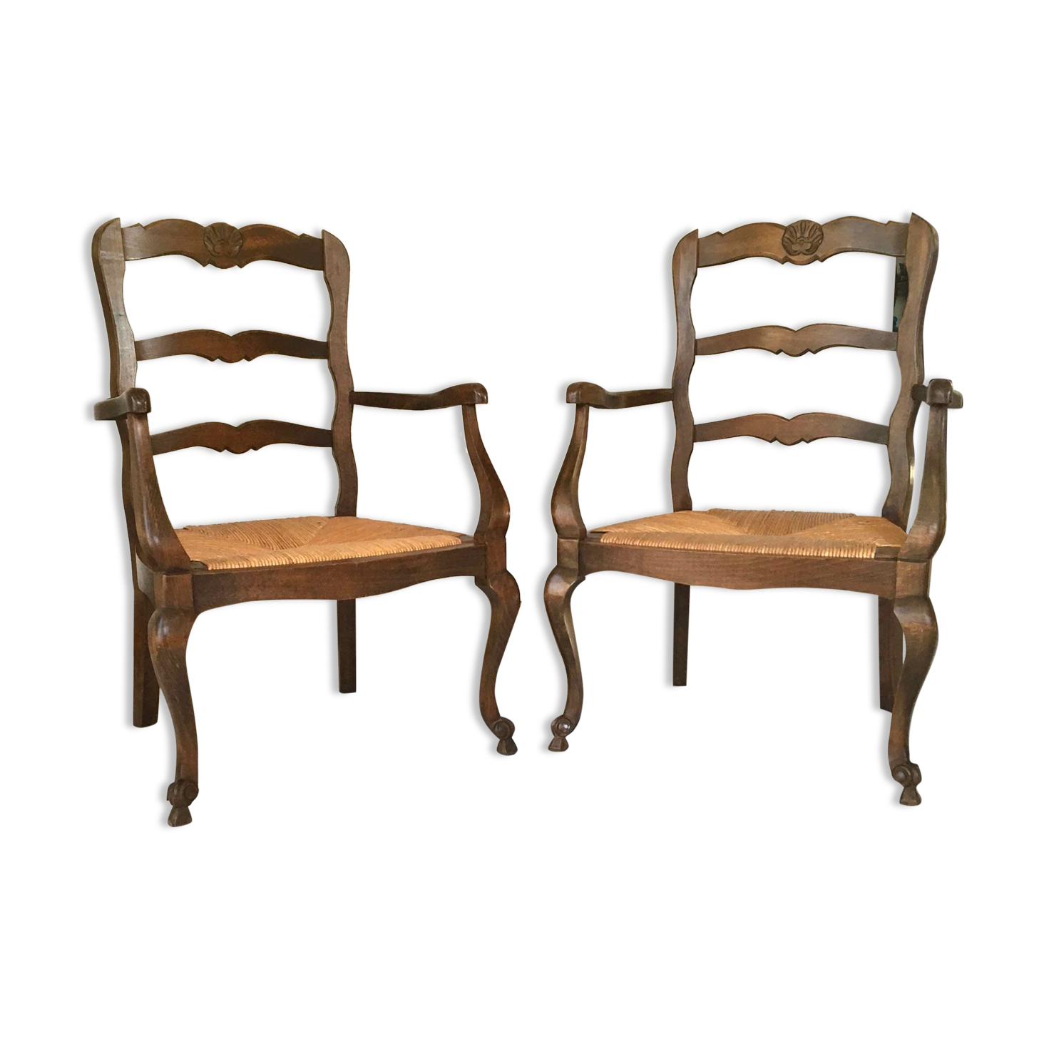 Pair of Provencal mulched armchairs Louis XV style