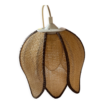 Lustre en fibre naturelle années 70s