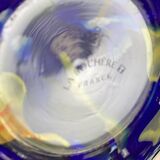 Vase verre bleu moucheté La Rochère vintage 1970-80