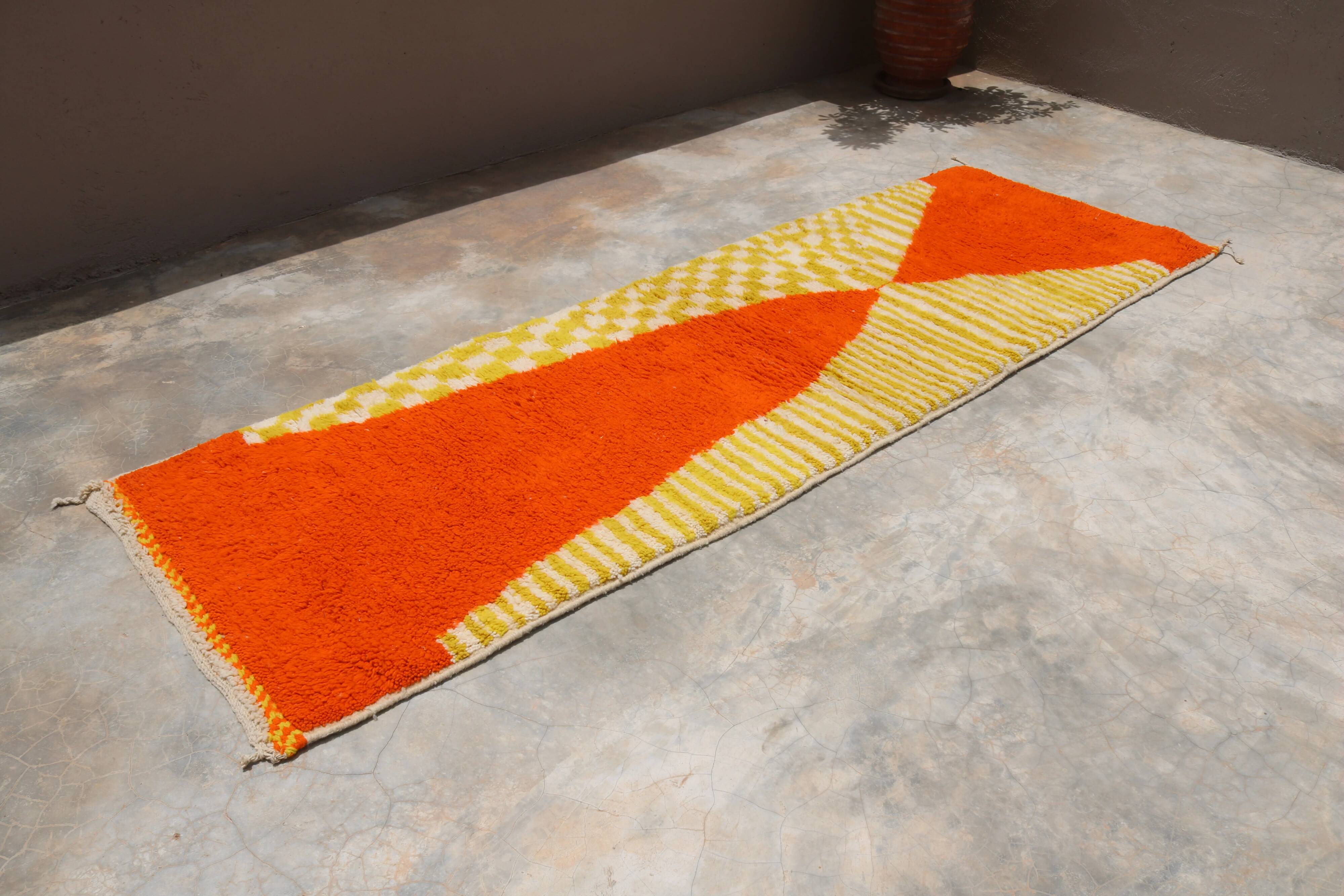 Handwoven coloured wool rug, 300 x 95 cm - R310
