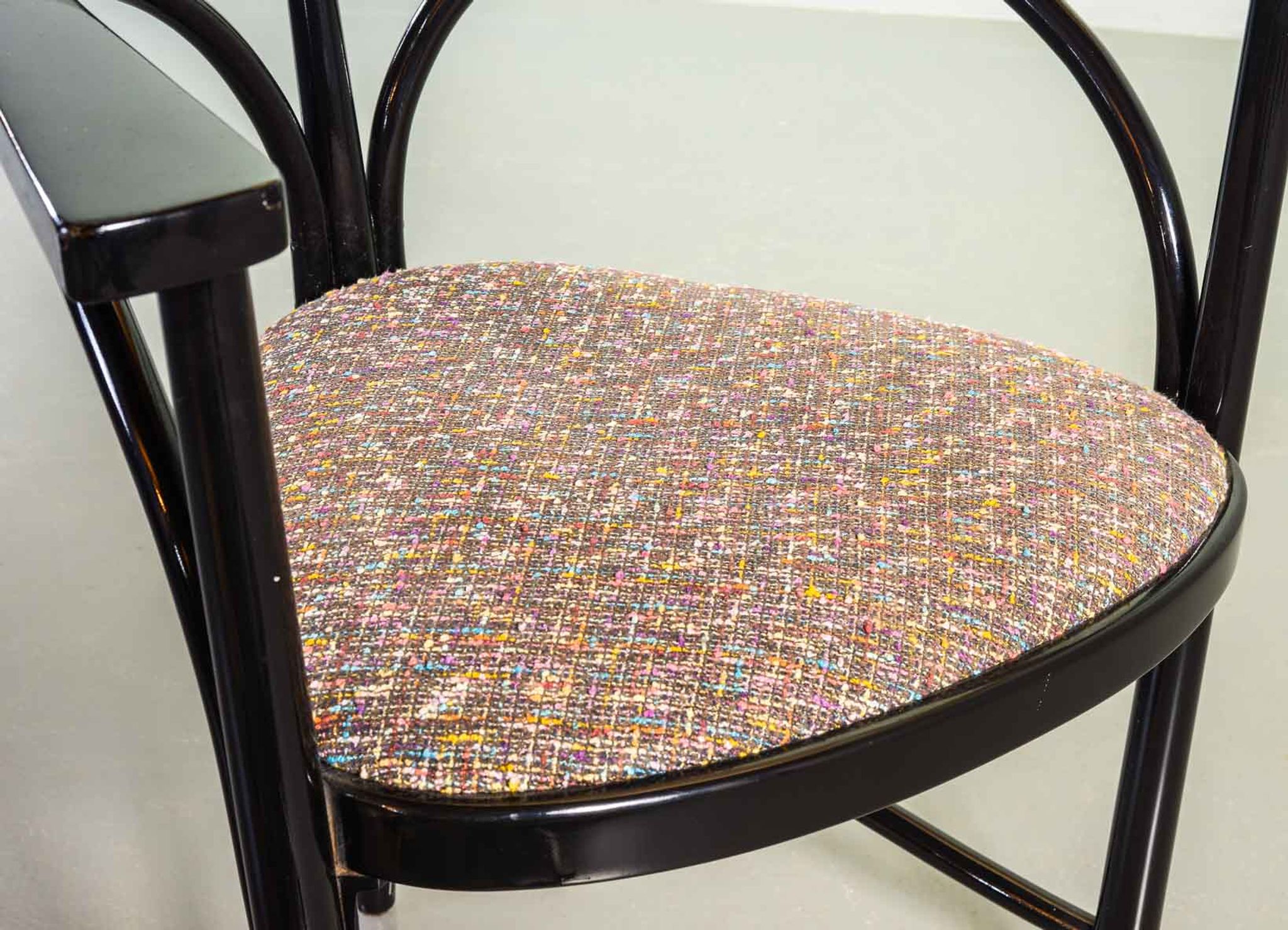 4 Wooden Black Lacquered Thonet Triangle Dining Chairs Model 87, 1980s