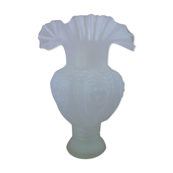 Vase corolle fleurs en verre opaline