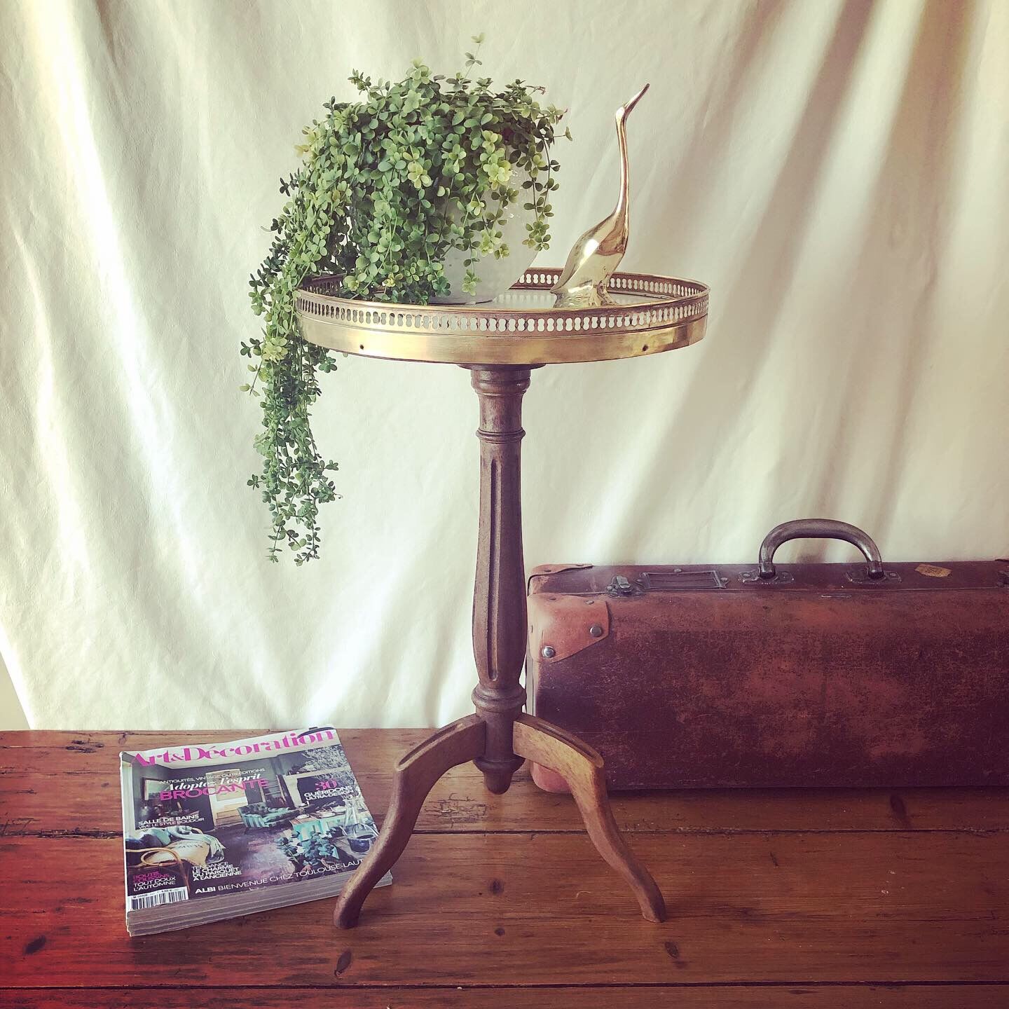 Louis XVI style marble and brass side table