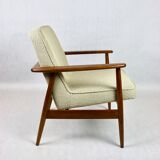Beige boucle GFM63 lounge chair by J. Kedziorek, 1970s