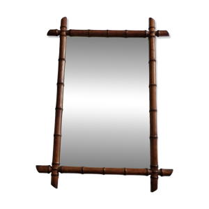 Grand miroir bambou en - bois