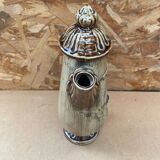 Antique teapot shaped pitcher ceramic brown beige vintage ducks decor