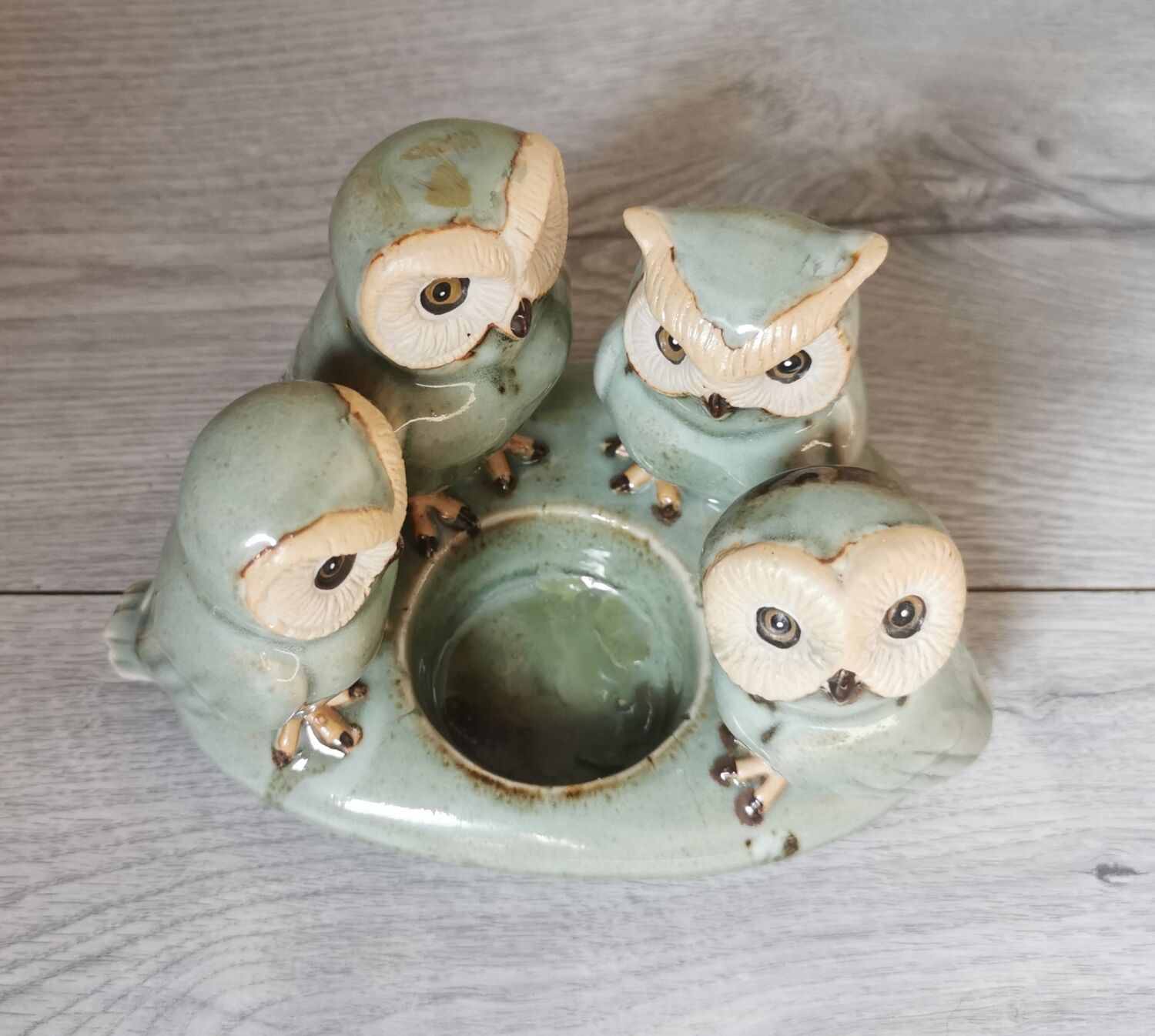 Ceramic owl candle holder