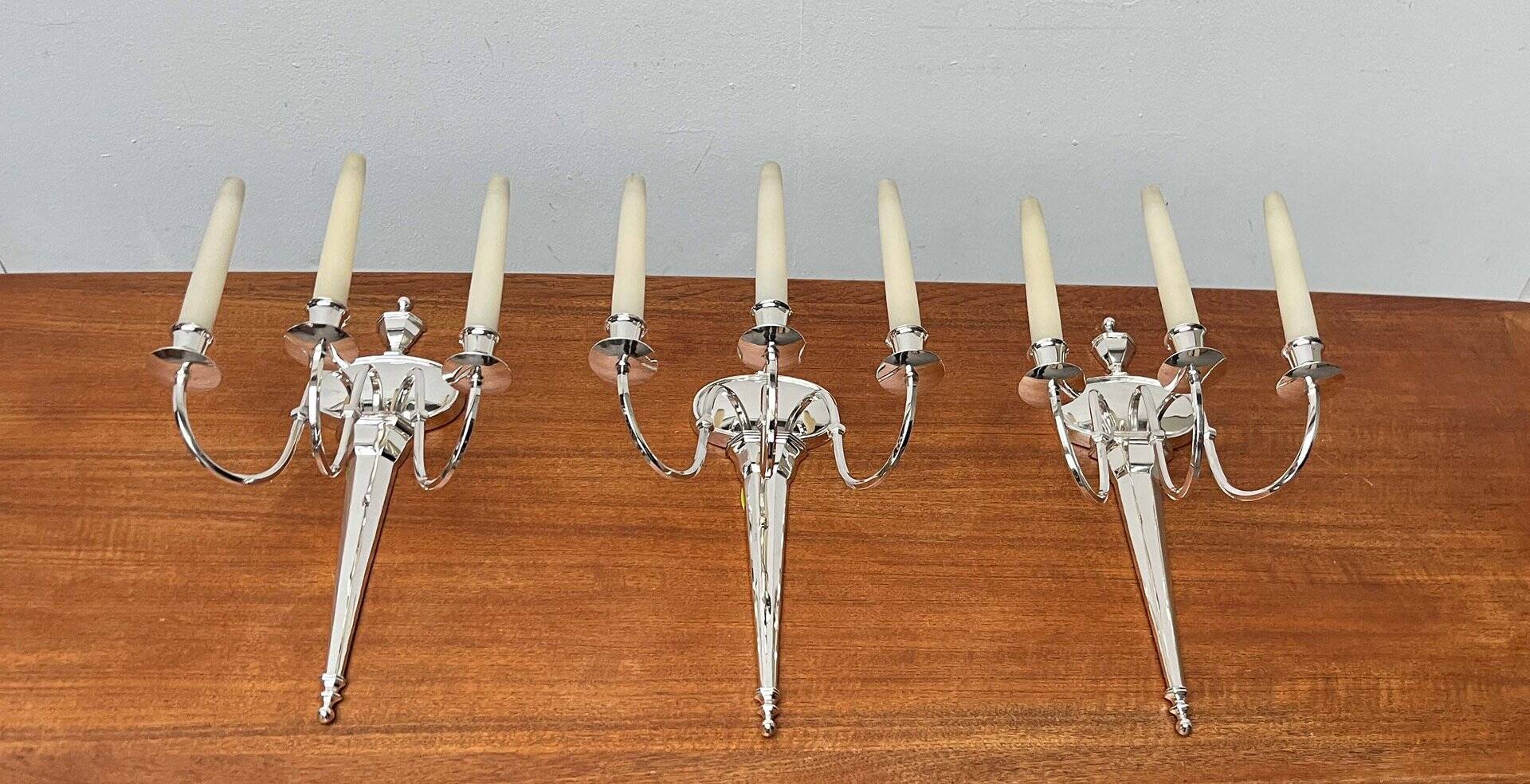 Vintage Italian neoclassical wall sconces in Hollywood Regency style, set of 3.