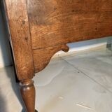 Large antique oak chest with turned legs