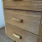 3-drawer rattan/bamboo chest of drawers attributed to Adrien Audoux and Frida Minnet. Circa 1950