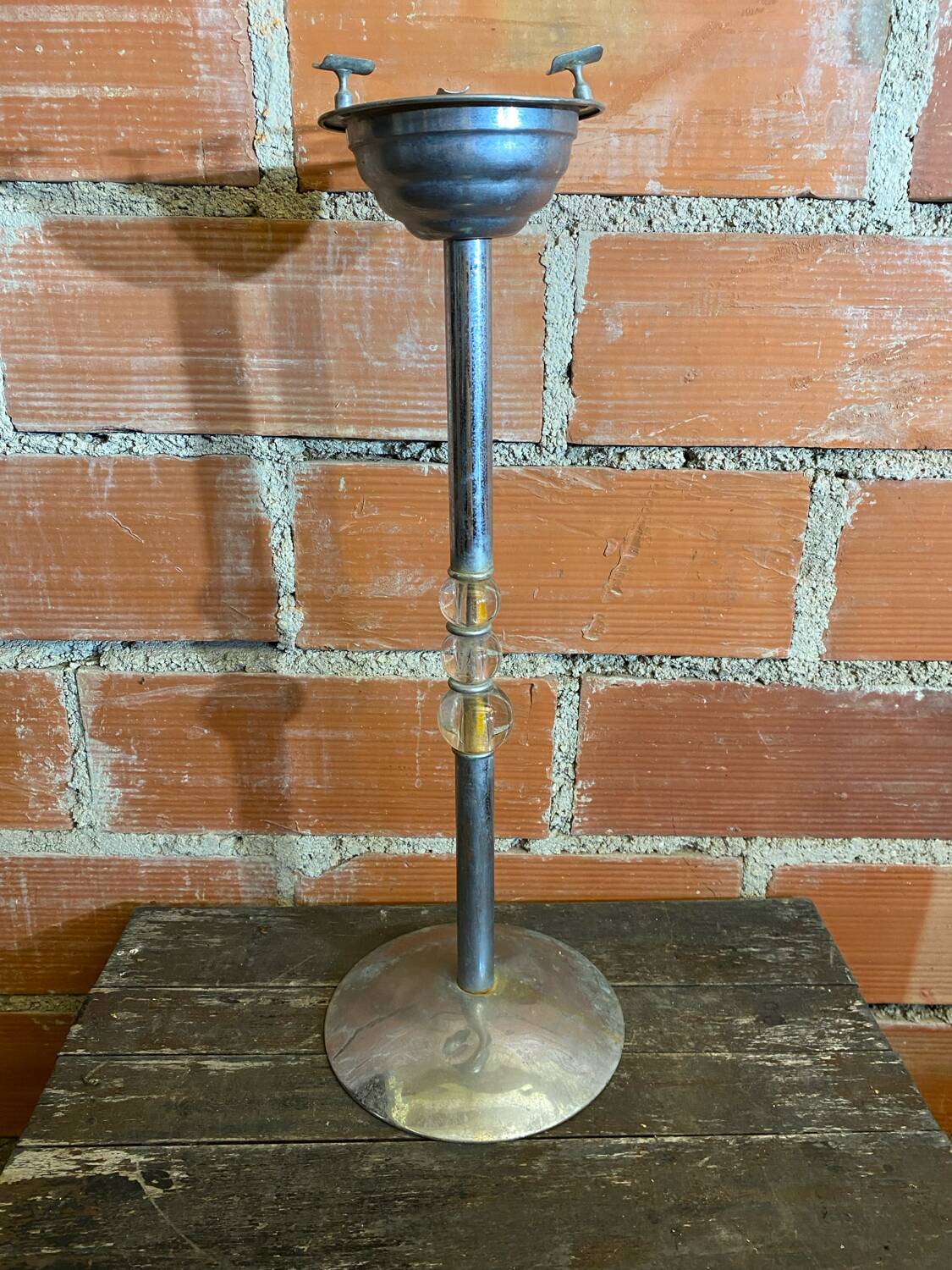 Tulip Foot Ashtray Chrome Metal + Glass Balls + Vintage Ashtray