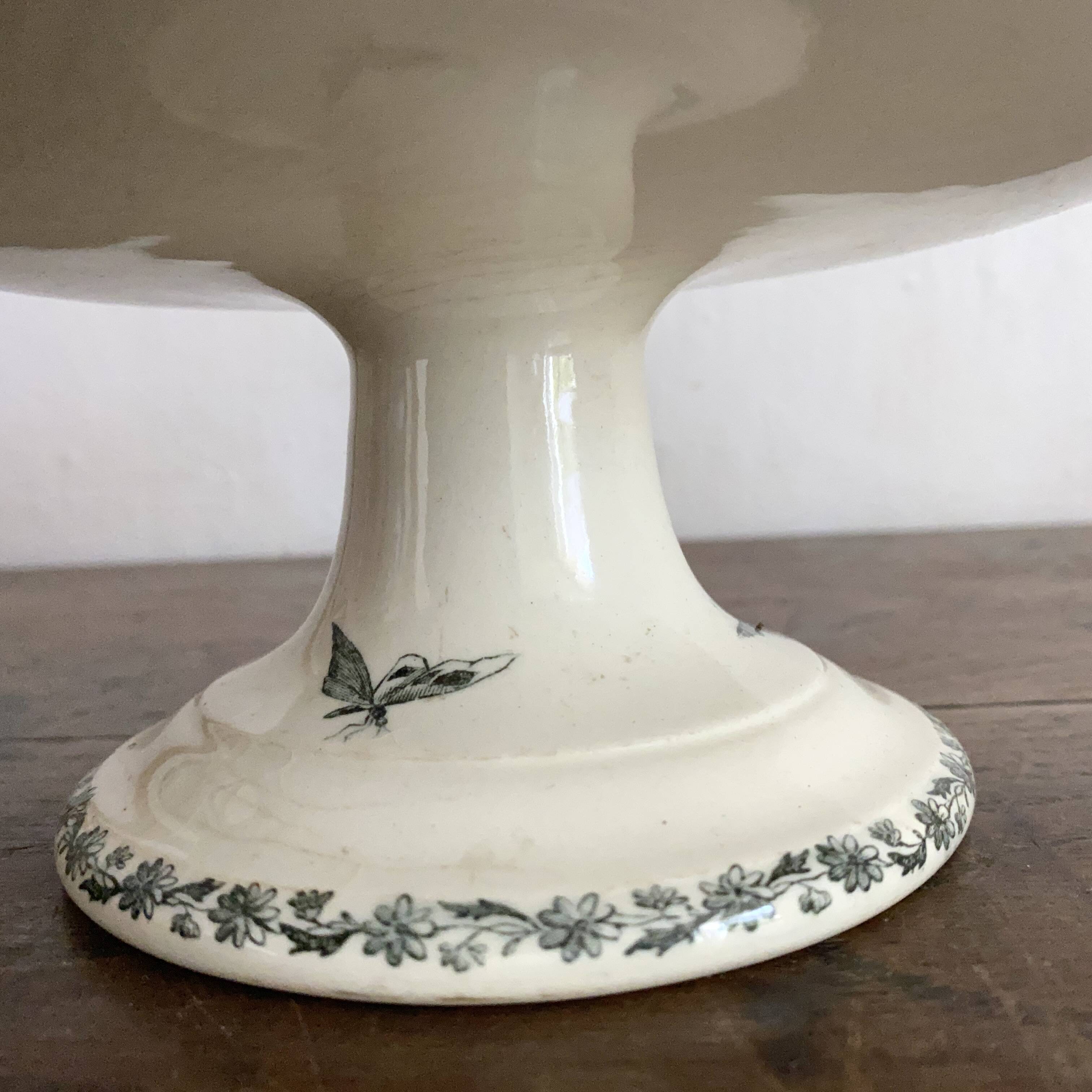 HB&Cie ironstone fruit bowl decorated with flowers, birds and butterflies