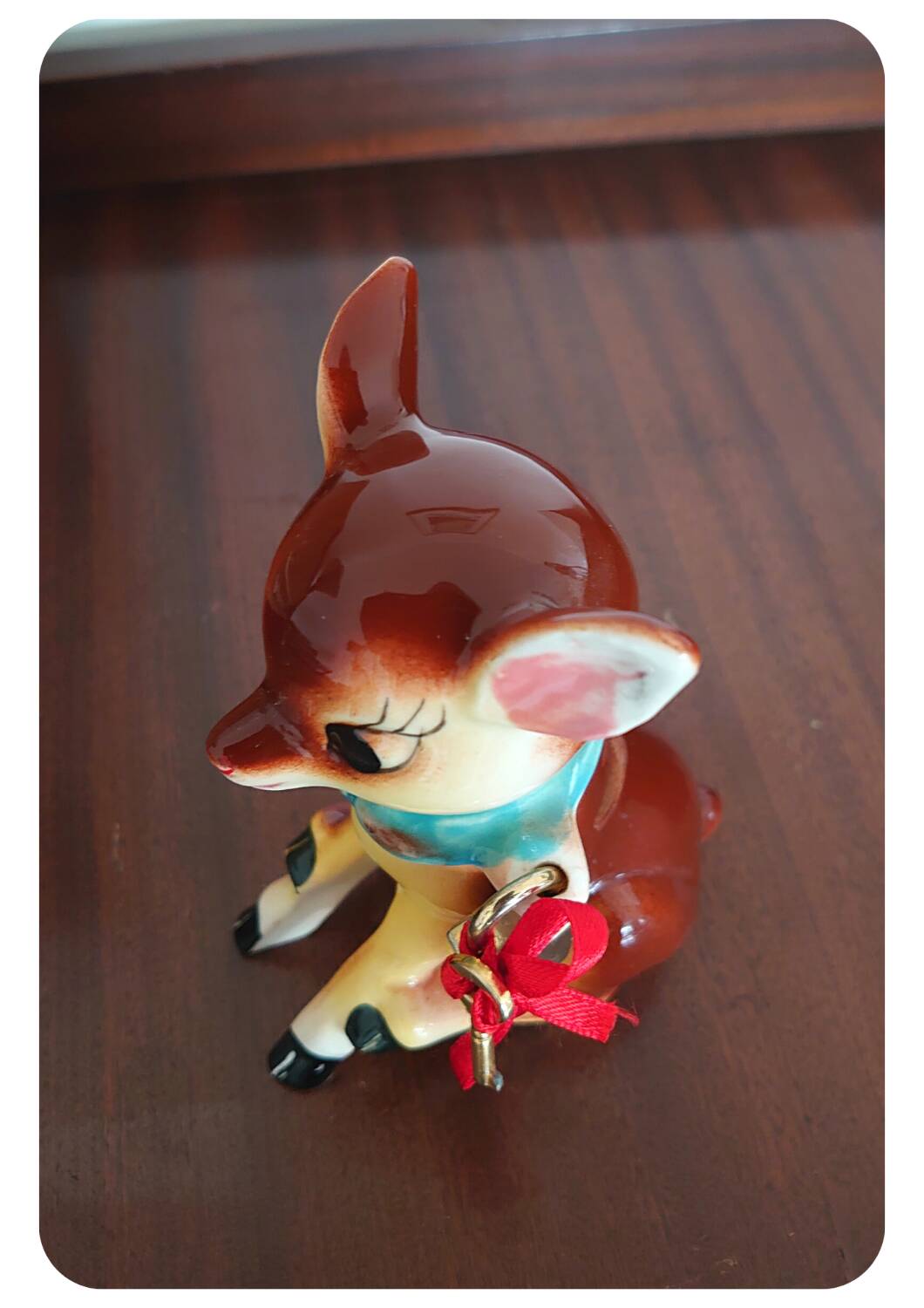 Tirelire de cerf en céramique vintage avec serrure et clé