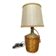 Old wicker dame jeanne lamp + beige lampshade 70's vintage