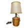 Old wicker dame jeanne lamp + beige lampshade 70's vintage