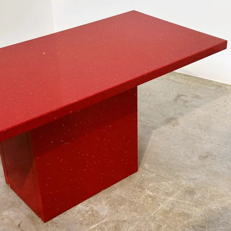 Vintage Italian Coffee Table in Red Granite with Silver Flecks, 1980s