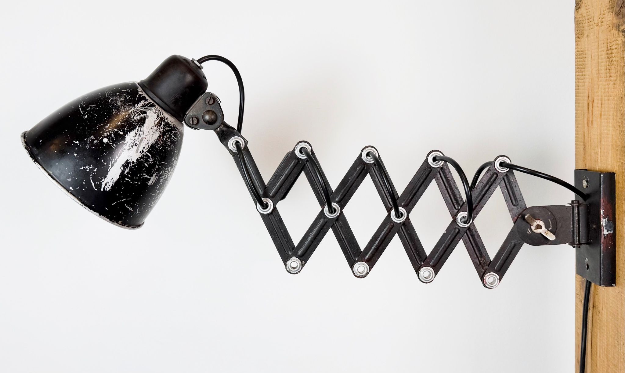 Industrial Black Scissor Wall Lamp, 1950s