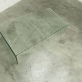Postmodern Rectangular Curved Tempered Glass Coffee Table, 1990