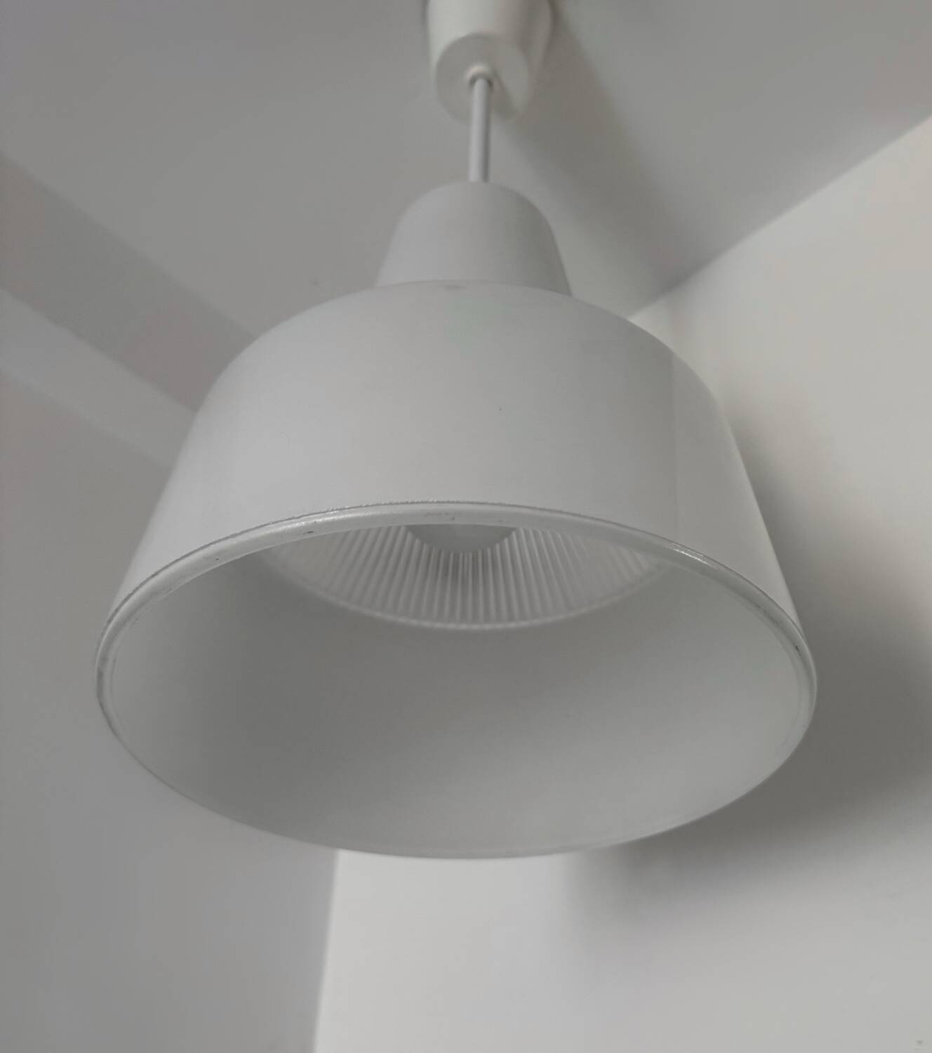 Holophane glass chandelier from the 1970s.