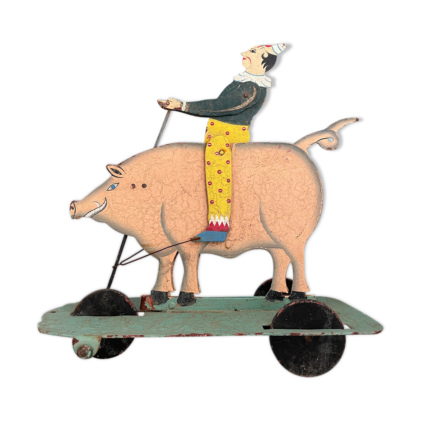 Old hand-painted metal pull toy