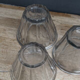 3 conical jam jars, blown glass