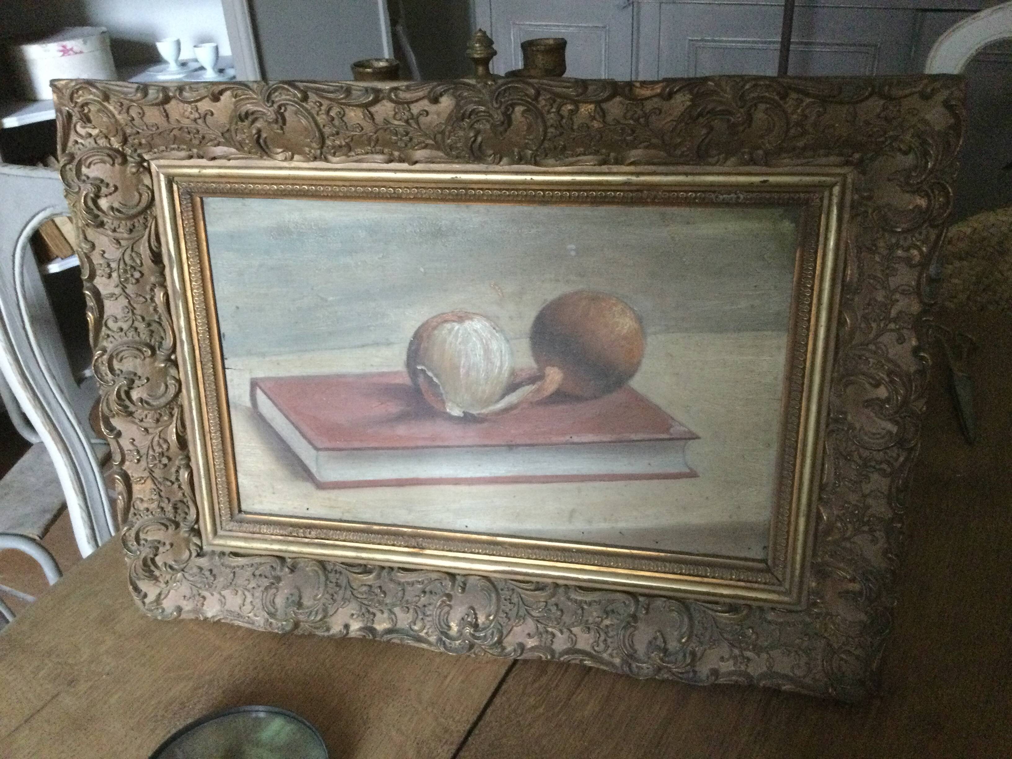Old still life painting with frame