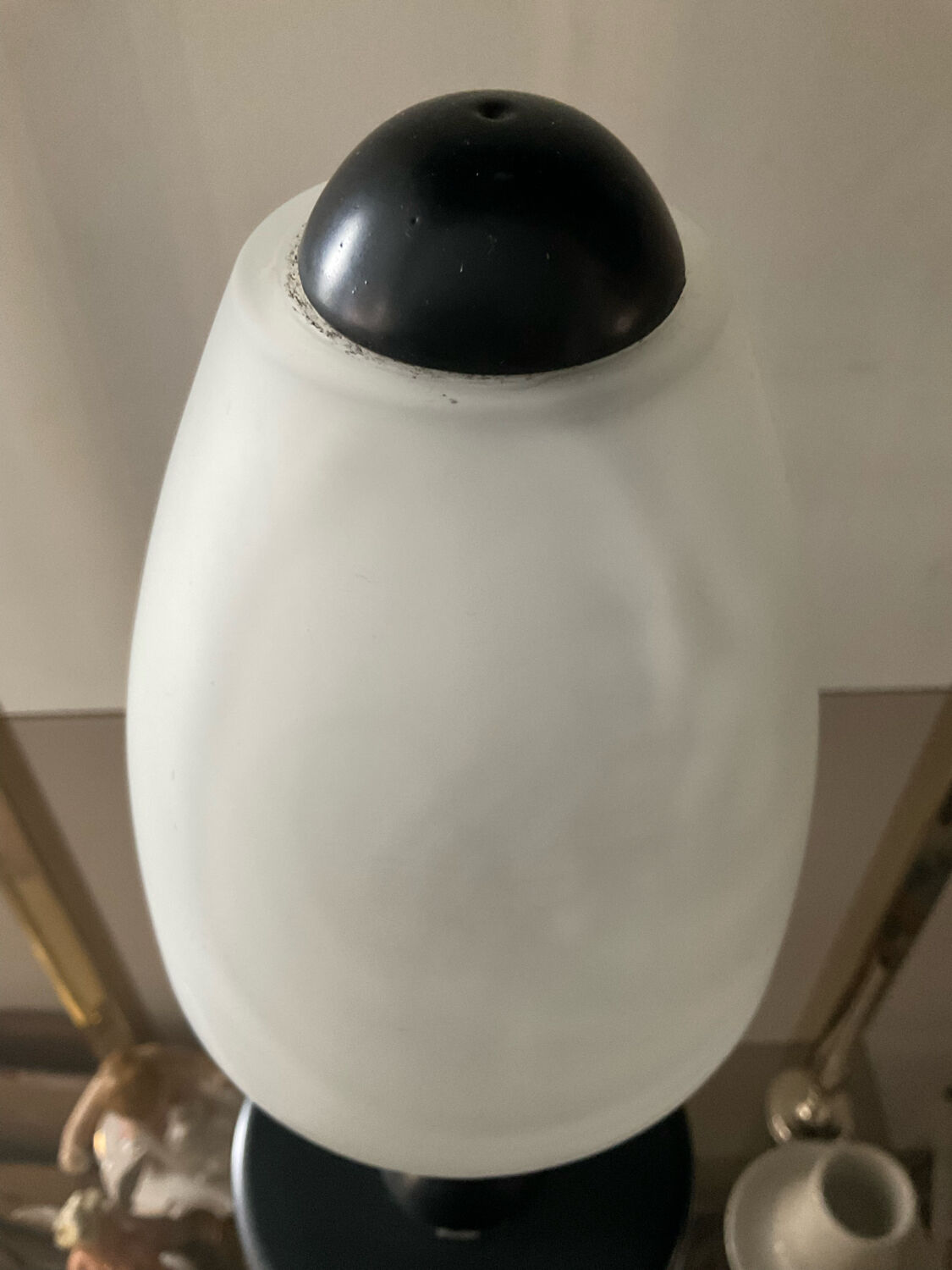 Vintage lamp from the 80s in black metal and glass paste