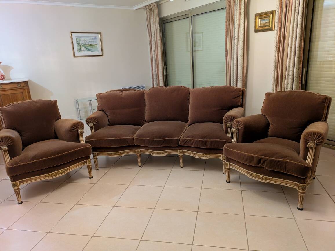 Sofa and two Louis XVI armchairs.