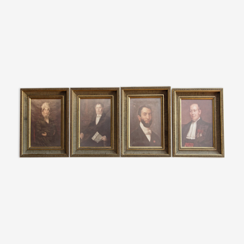 Lot de 4 cadres à canaux et portraits d'aïeux (photos)