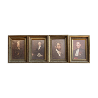 Lot de 4 cadres à canaux et portraits d'aïeux (photos)