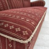 1960s, Danish 3-seater sofa, red furniture wool, beech wood.