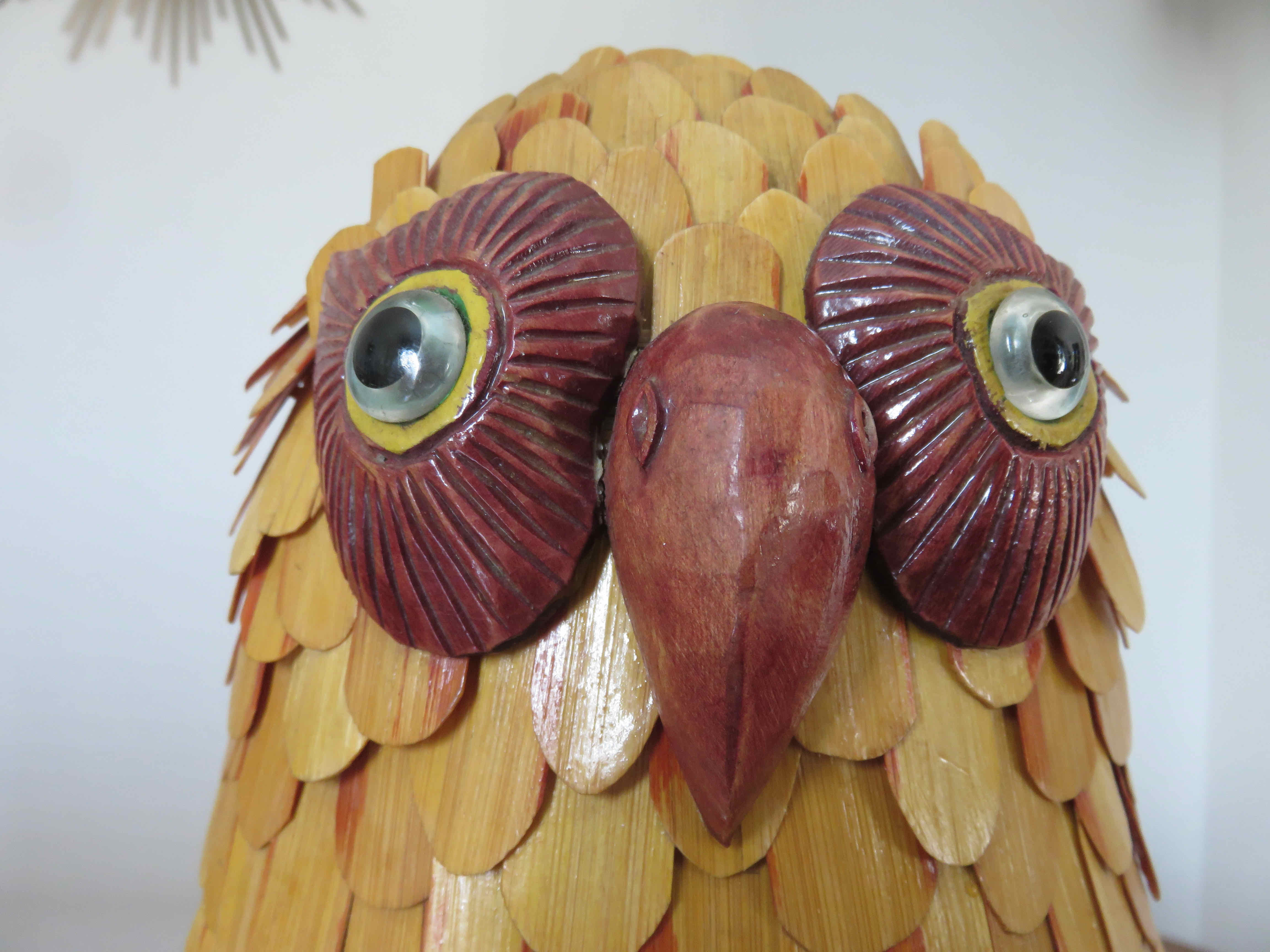 Box "owl" in rattan bamboo 70s