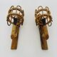 Pair of rattan bamboo lantern wall lights. 1950s-1960s