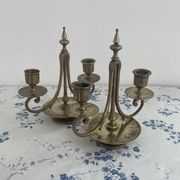 Pair of candlesticks, gilded and enamelled brass, Art Nouveau, early 20th century