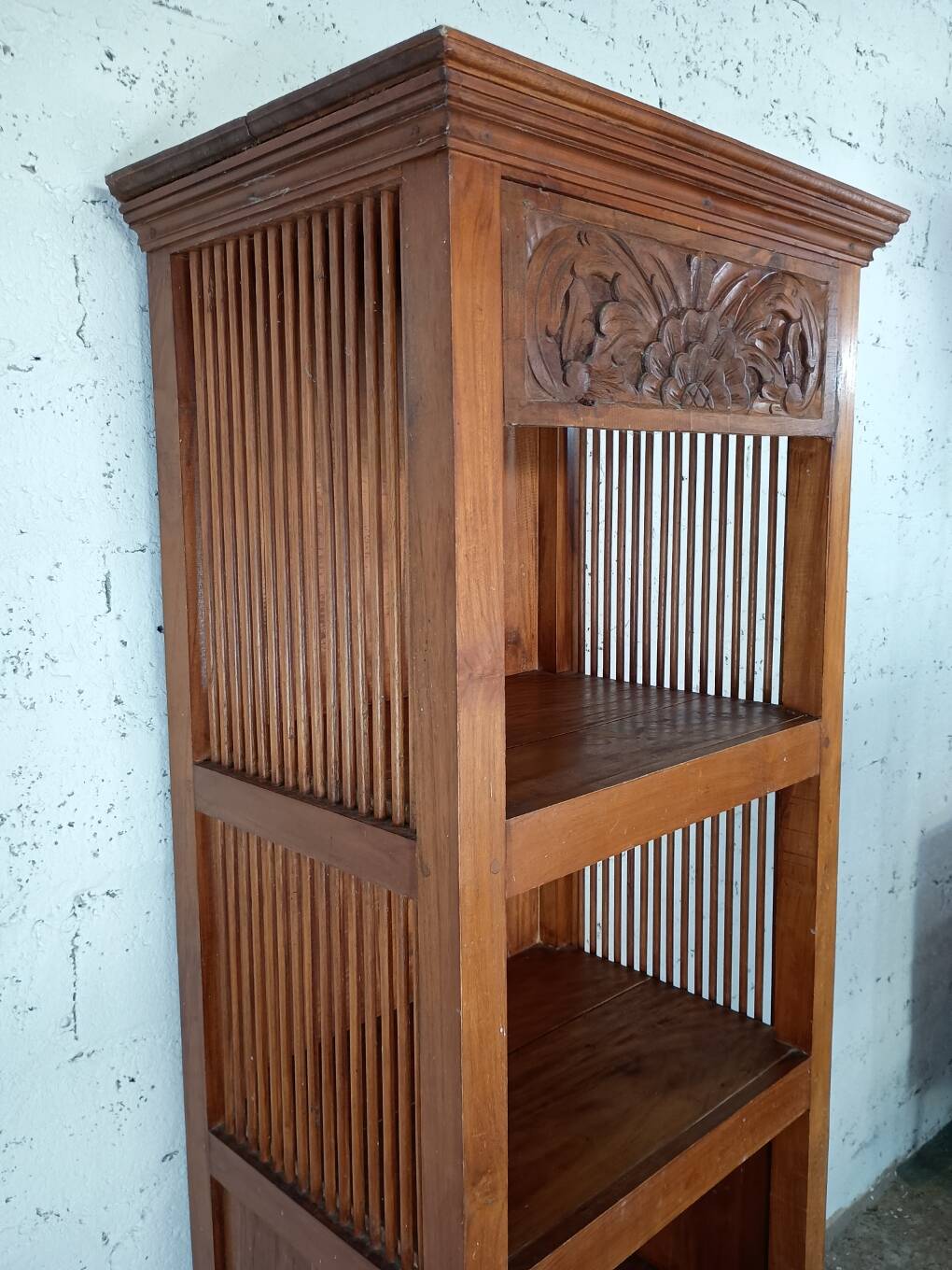 Exotic wood shelving unit from the 90s