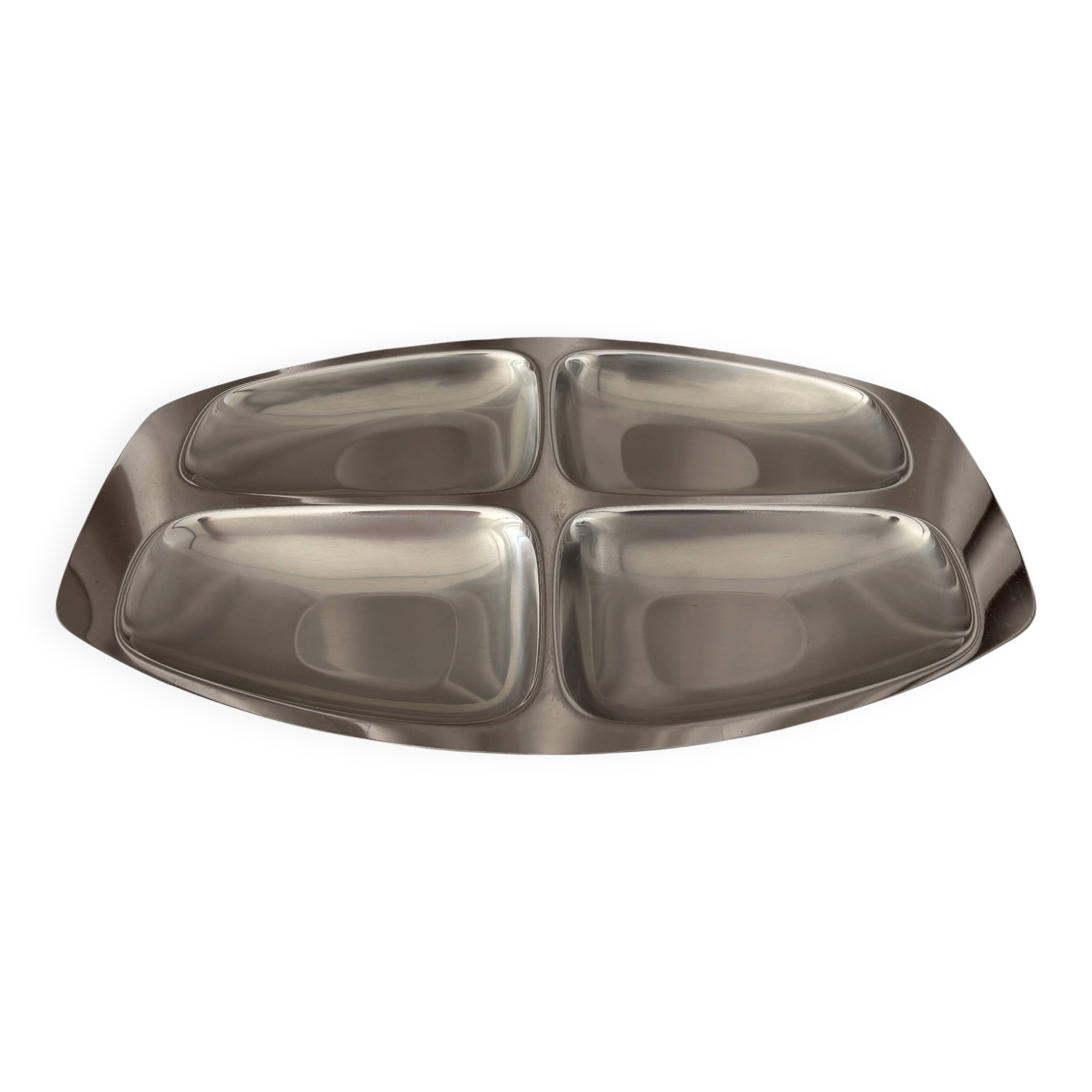 Vintage Alessi 18/10 Stainless Steel Four-Compartment Serving Tray – Italy