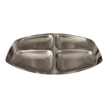 Vintage Alessi 18/10 Stainless Steel Four-Compartment Serving Tray – Italy